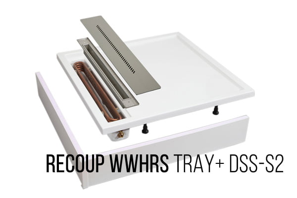 Recoup WWHRS Tray+ shower tray with waste water recovery heat exchanger