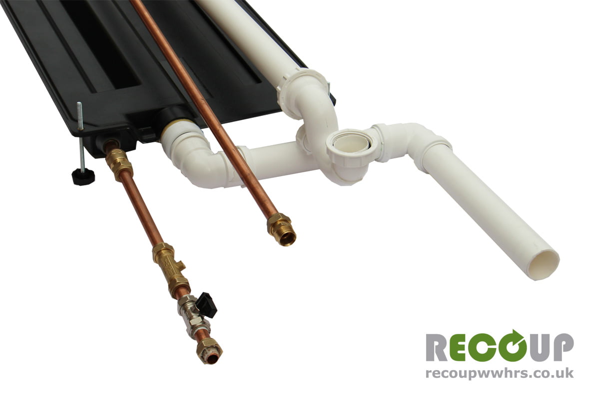 Recoup WWHRS Easyfit+ installed with pipework detail - Waste Over